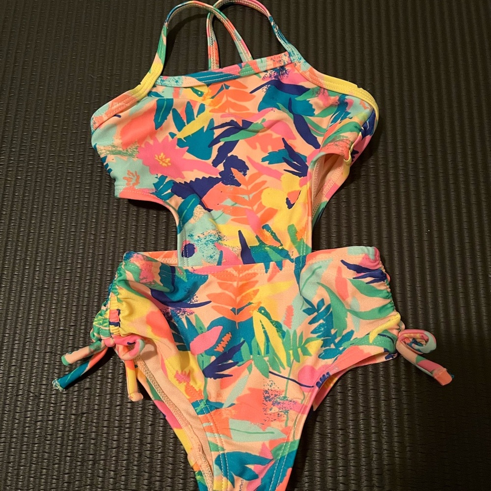 Cat & Jack Colorful Leaf Print Kids Swim One Piece